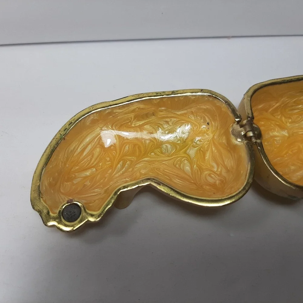 Gold and Pink Happy Smiling Hindu Pig Metal Enamel Hinged Box 3.25